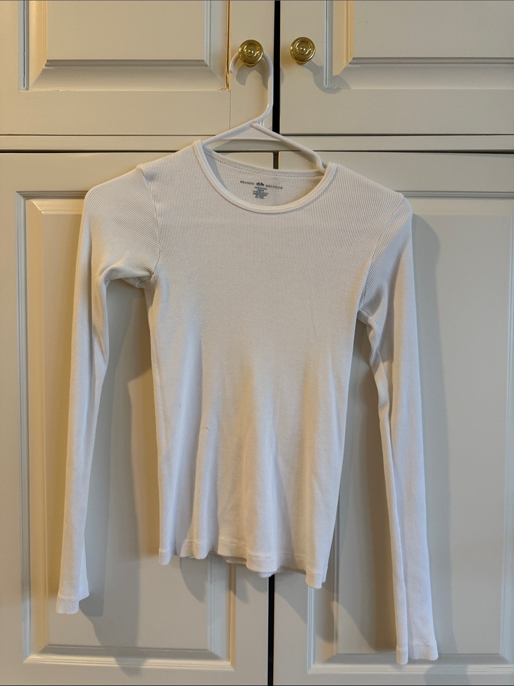 Brandy Melville White Long Sleeve Ribbed Tee